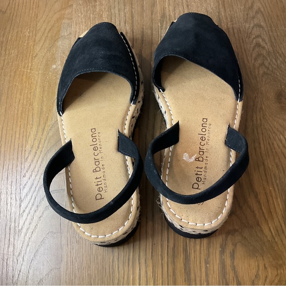 Petit Barcelona Wide Fit | Flat Avarcas Black Espadrille Sandals Size 40 D - Picture 7 of 10
